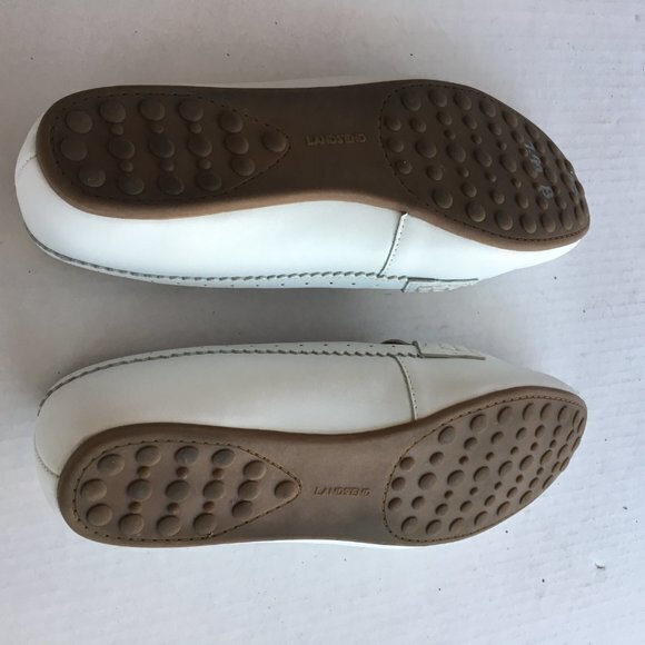 Lands End White Leather Slip On Penny Loafer Shoes - Picture 5 of 5